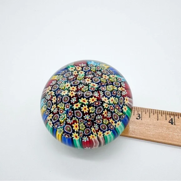 Murano Millefiori Paperweight  Vintage Art Glass Italy Sticker Paper Weight - Picture 12 of 14